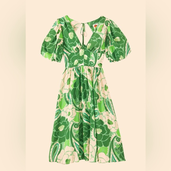 NWT FARM Rio Green Floral Midi Dress - Picture 6 of 6